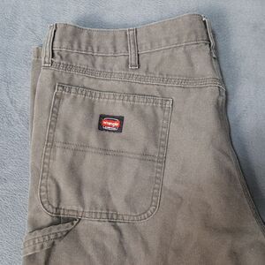 Wrangler Pants Mens 38x32 Extra Large XL Gray Olive Workwear Work Utility Canvas